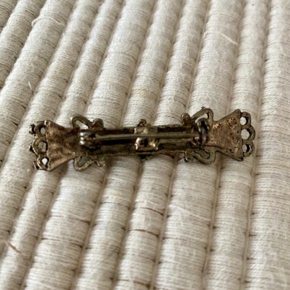 VINTAGE BAR PIN BROOCH SEED BEADS GEMSTONES JEWELRY LAPEL PIN - Picture 7 of 9